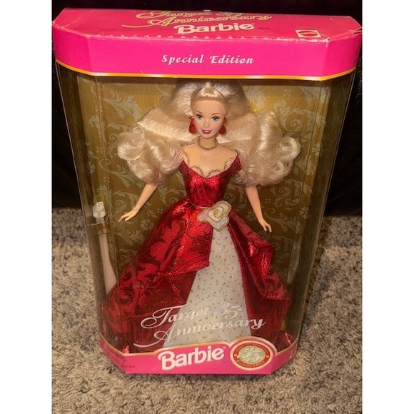 Special Edition Target 35th Anniversary Barbie Doll Mattel Red Gown Blonde Hair - Picture 1 of 7